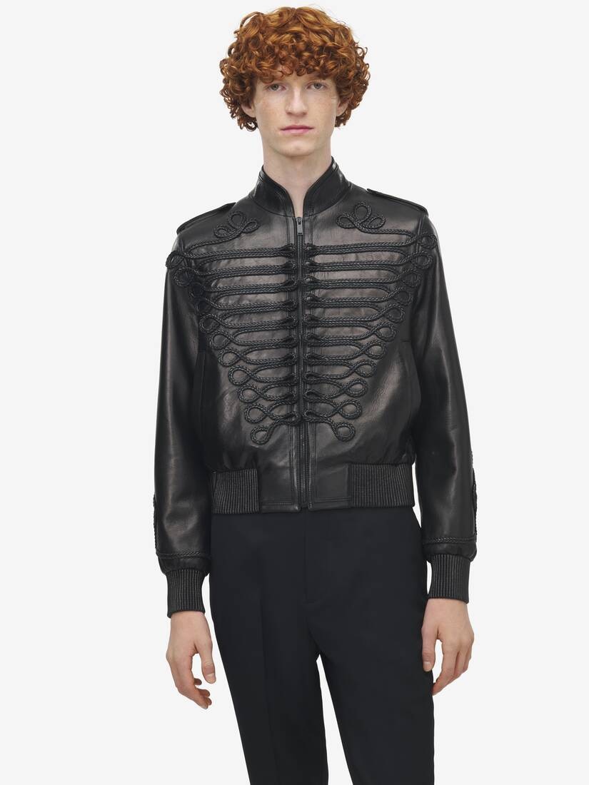 Frogging Embroidery Leather Jacket