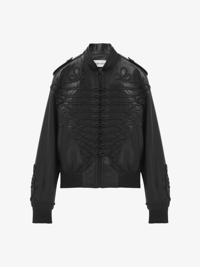 Frogging Embroidery Leather Jacket