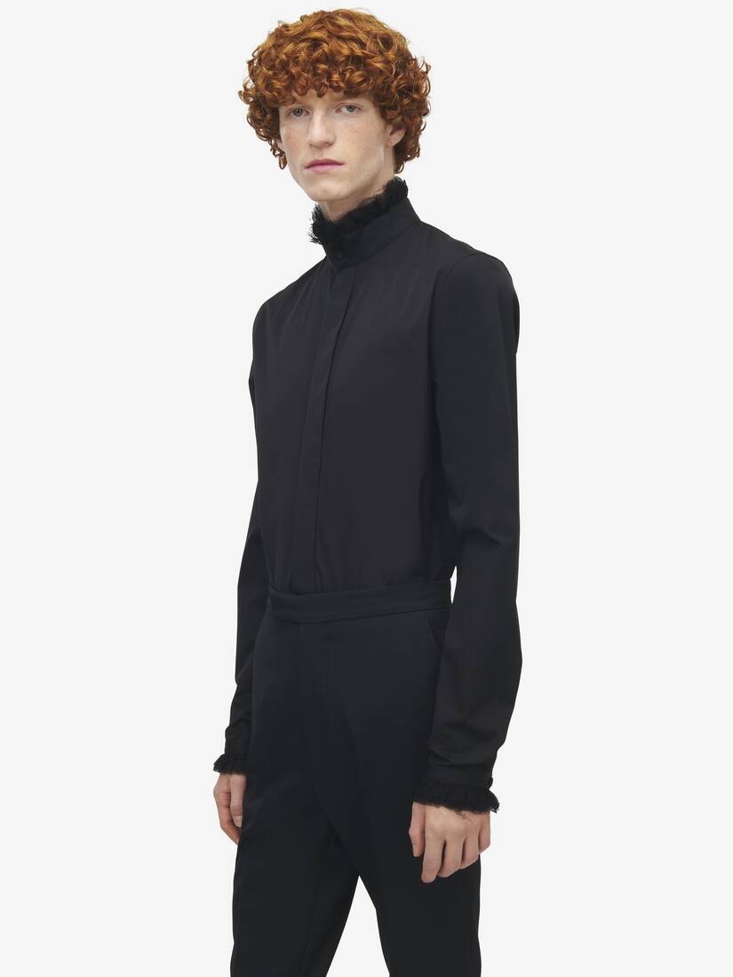 Ruffle Detail Poplin Shirt