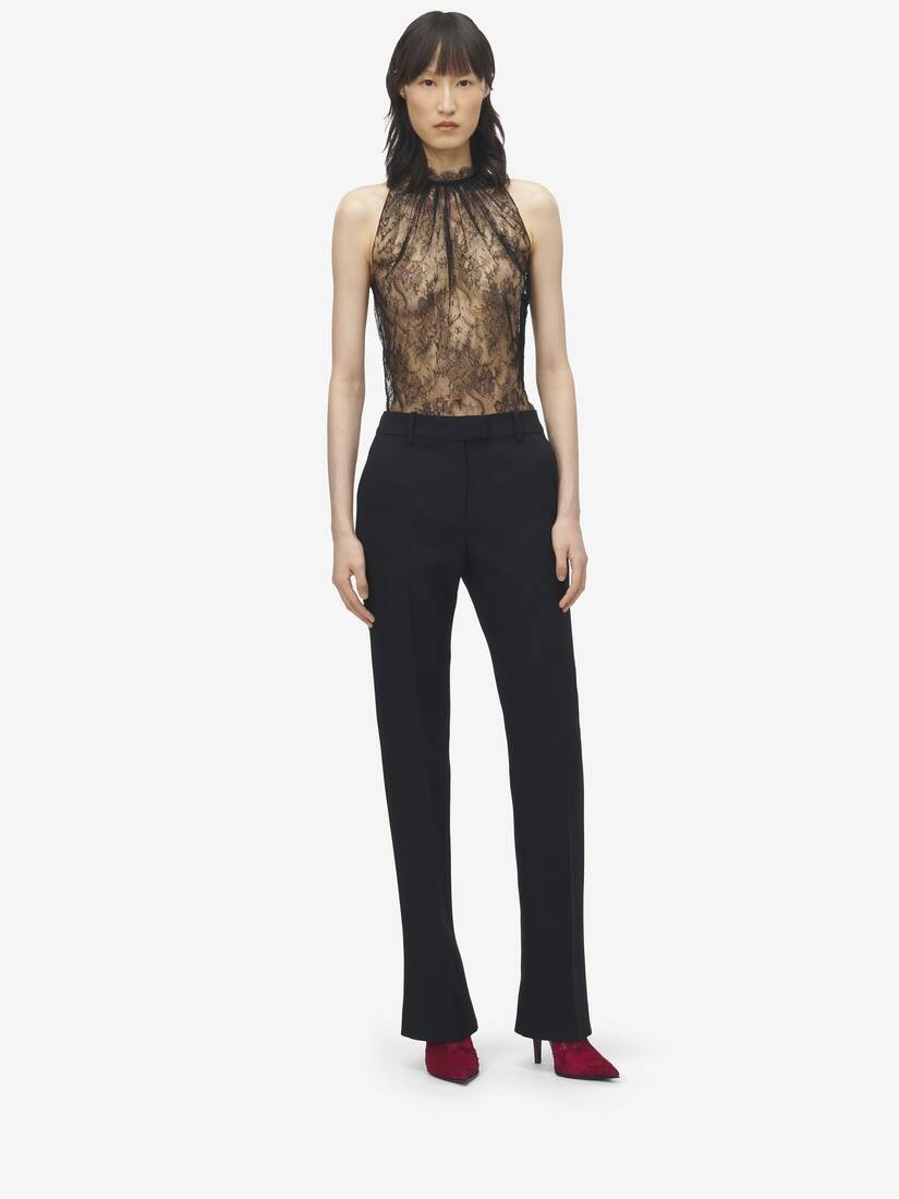Wool Silk Tailored Trousers