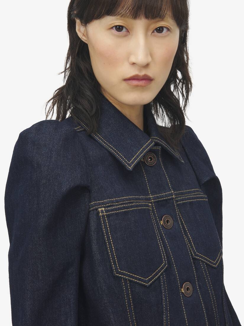 Pinched Shoulder Denim Jacket