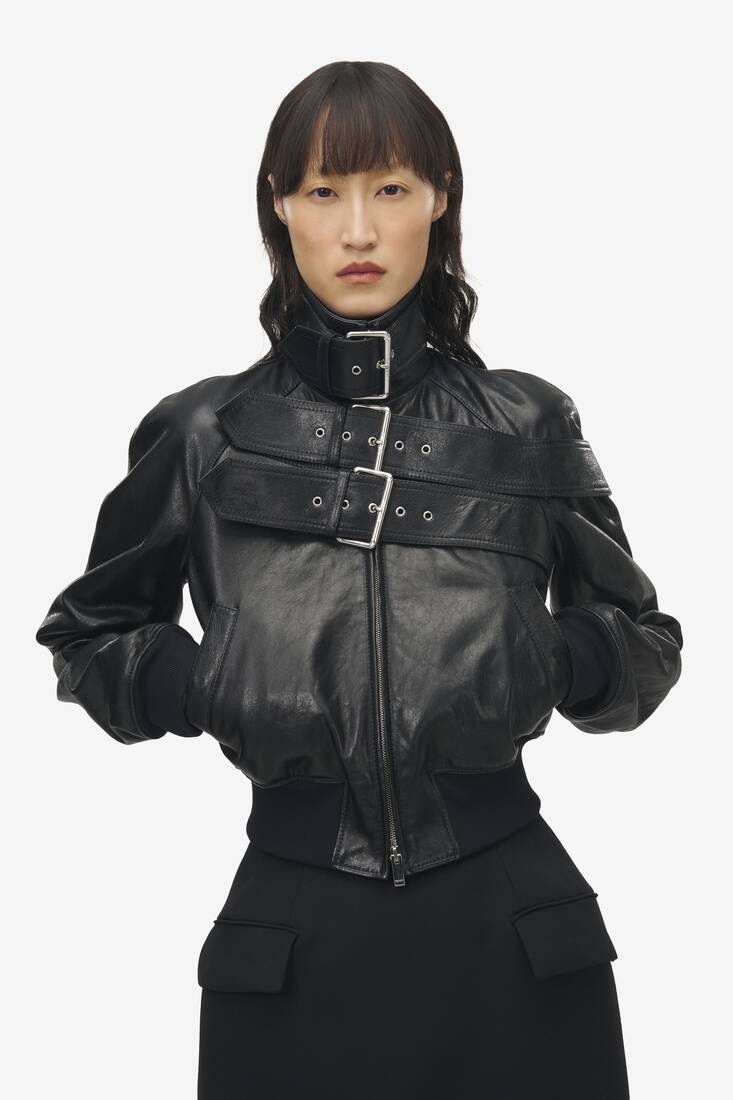 Belt Detail Leather Jacket