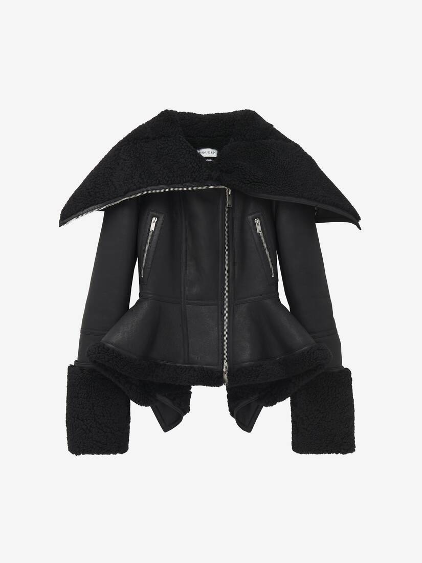 Peplum Shearling Jacket