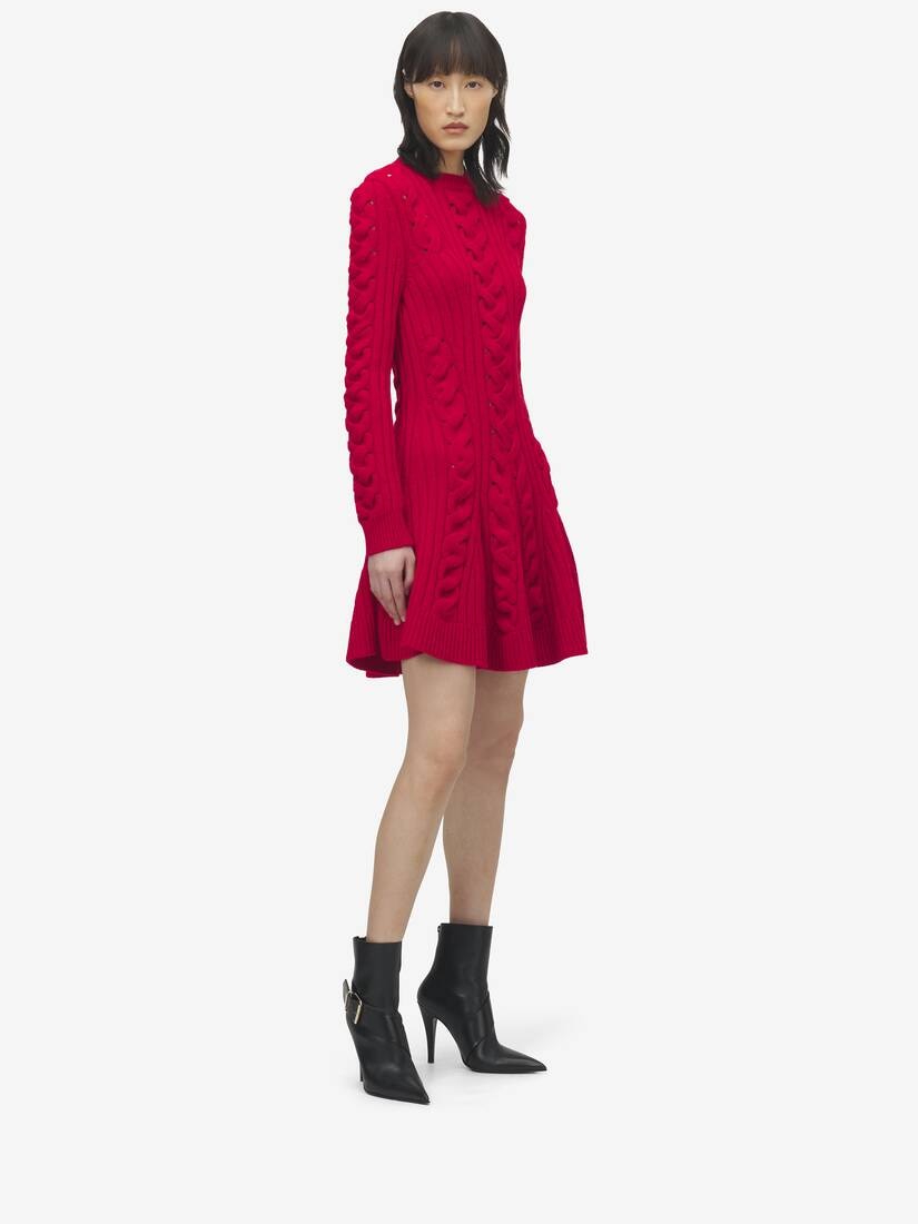 Wool Cashmere Cable Knit Mini Dress