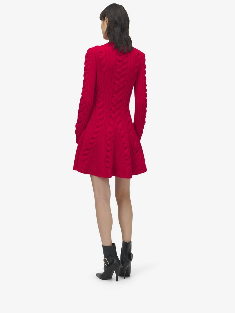 Wool Cashmere Cable Knit Mini Dress