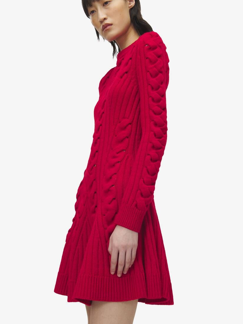 Wool Cashmere Cable Knit Mini Dress