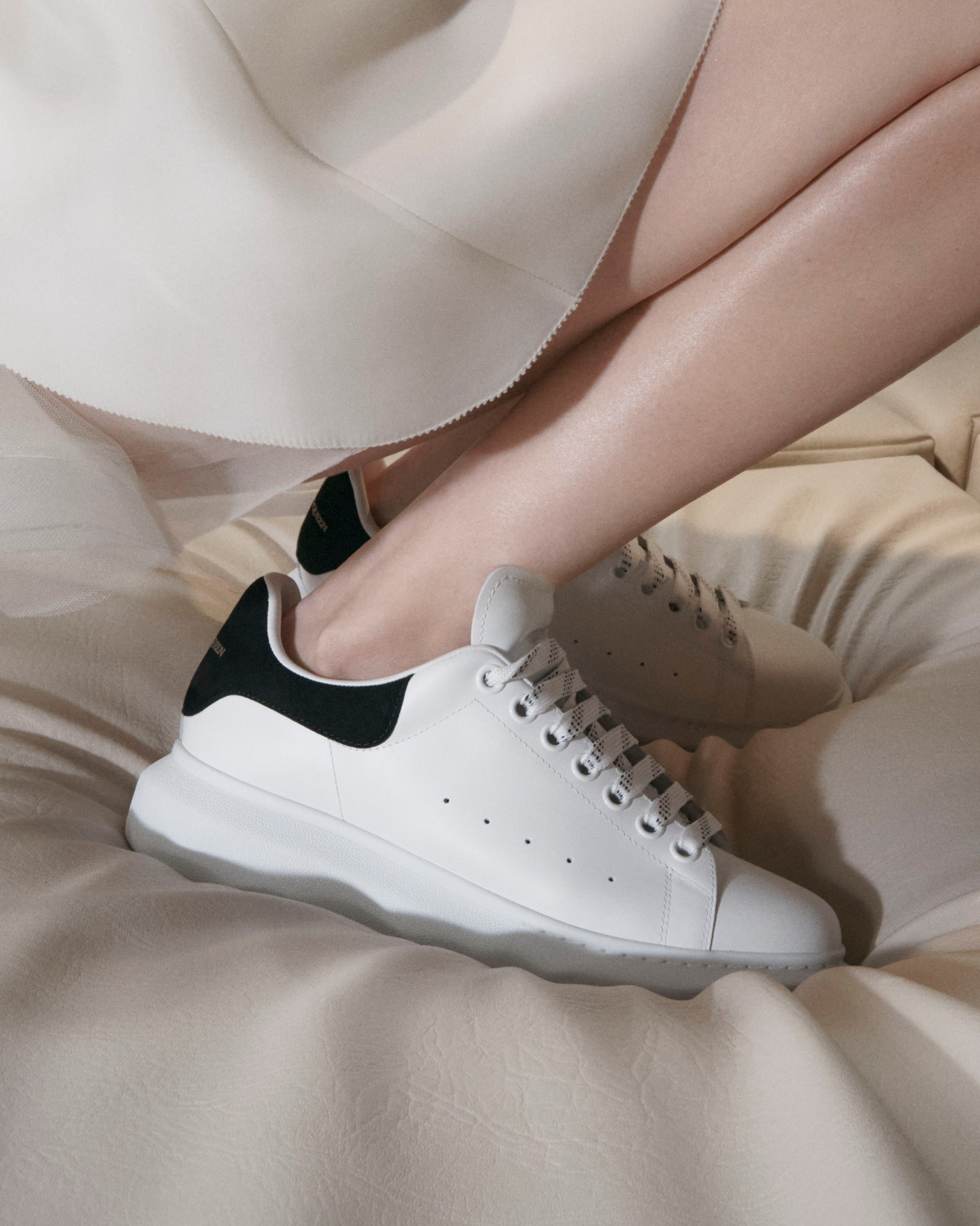 Alexander McQueen Oversized White Sneaker with black counter