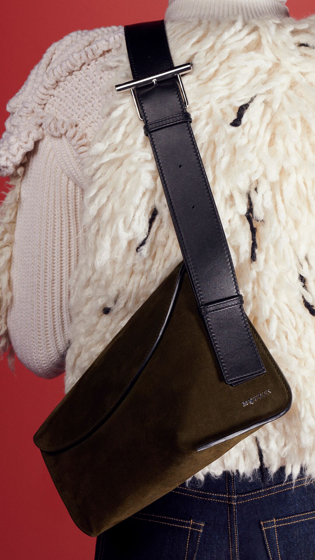 Men's McQueen Black T-Bar Sling Bag