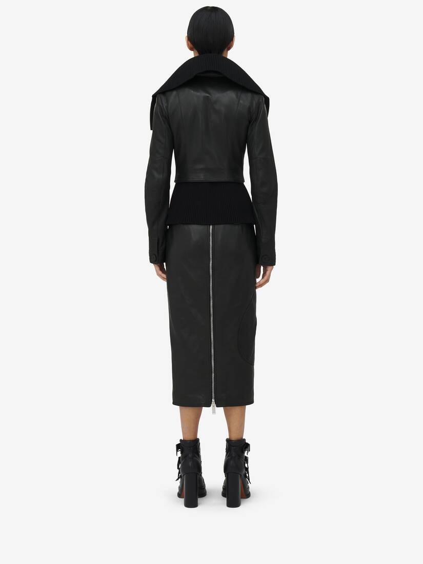 Exaggerated Buttonhole Leather Jacket