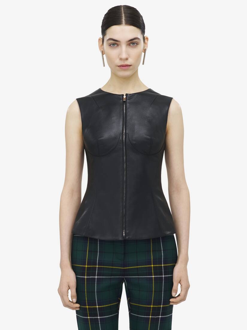 Sleeveless Leather Top