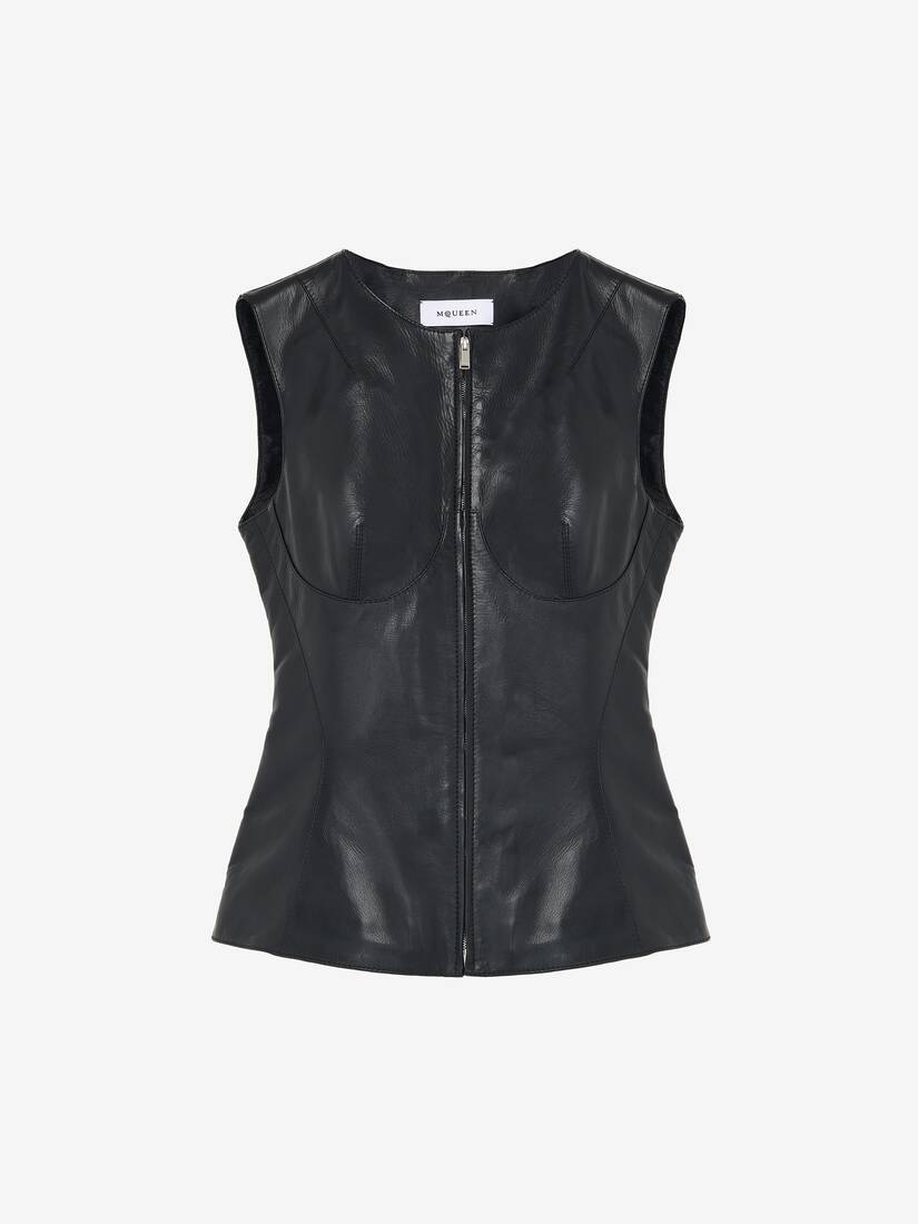 Sleeveless Leather Top