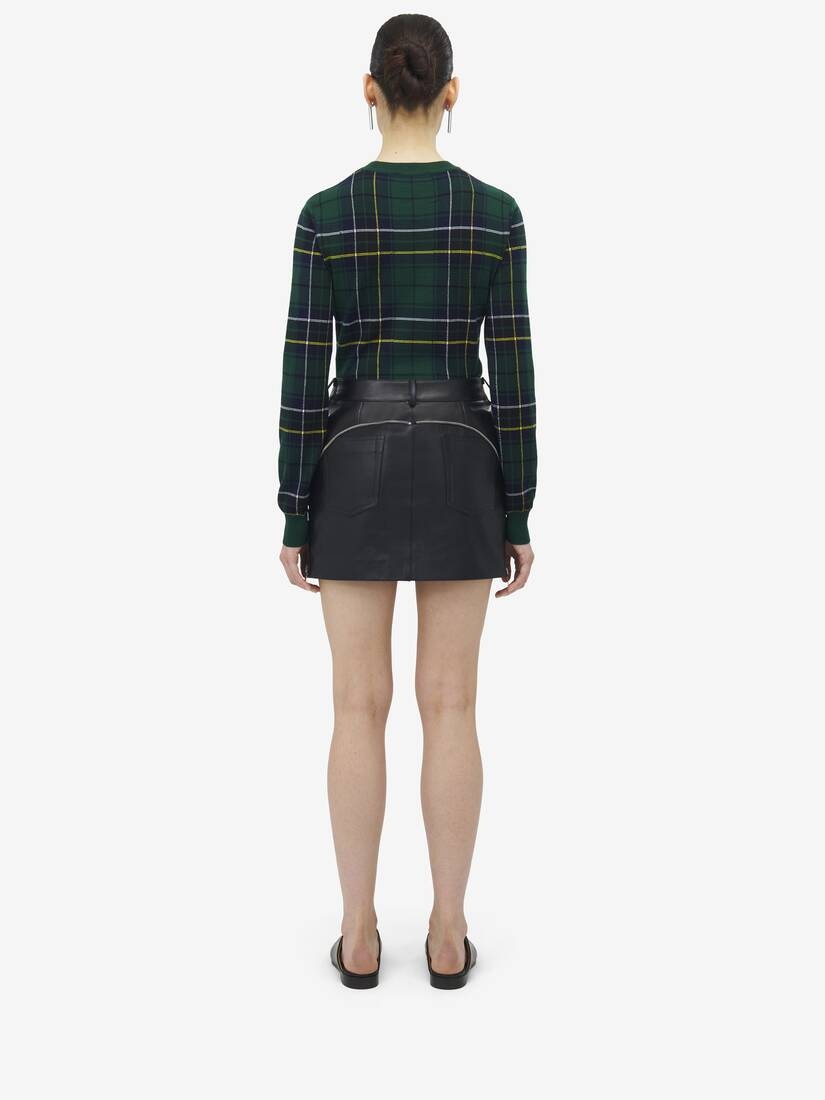 Zip Detail Leather Mini Skirt