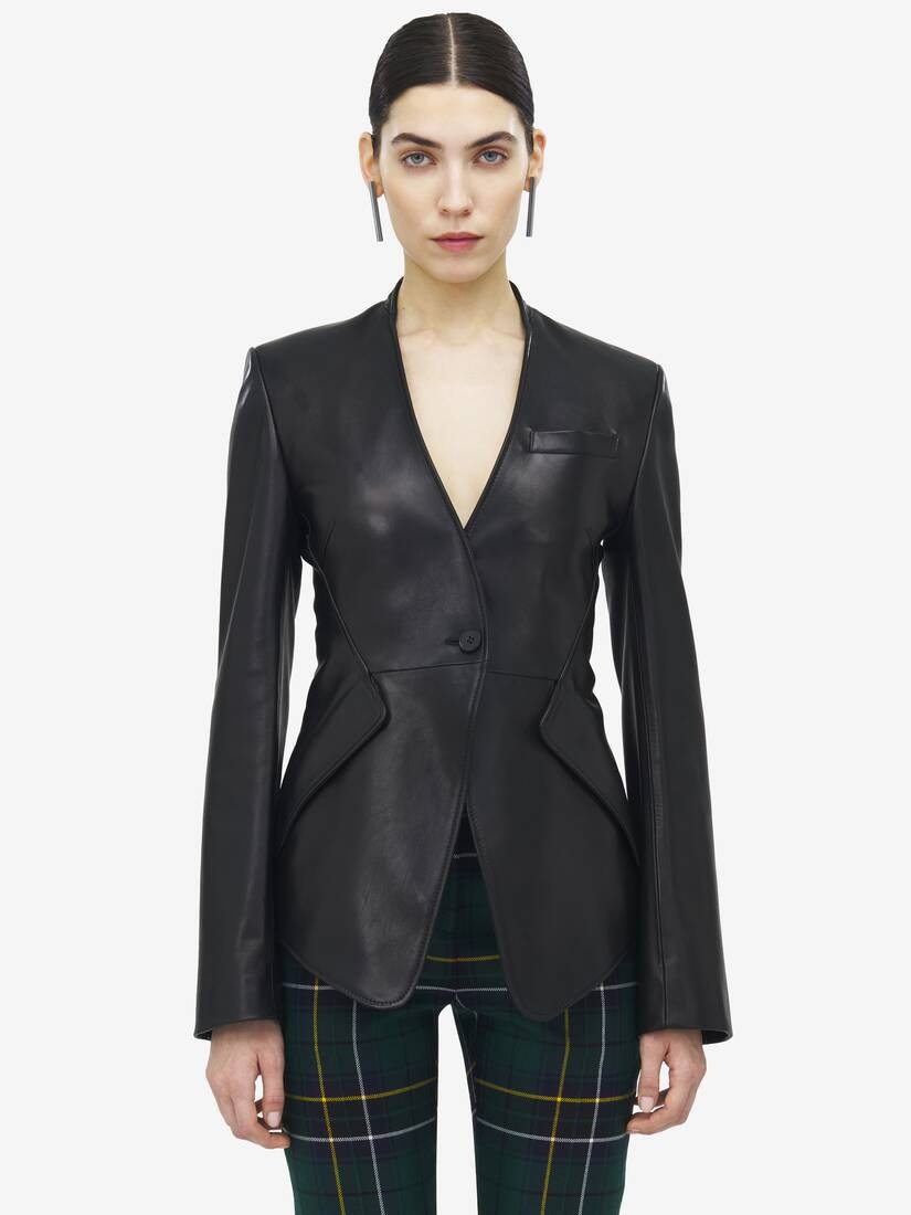 Peplum Tailored Leather Jacket